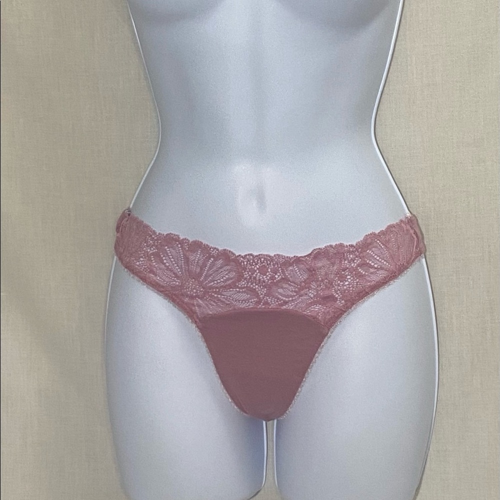 Victoria’s Secret Pink With Floral Pattern Thong Panties